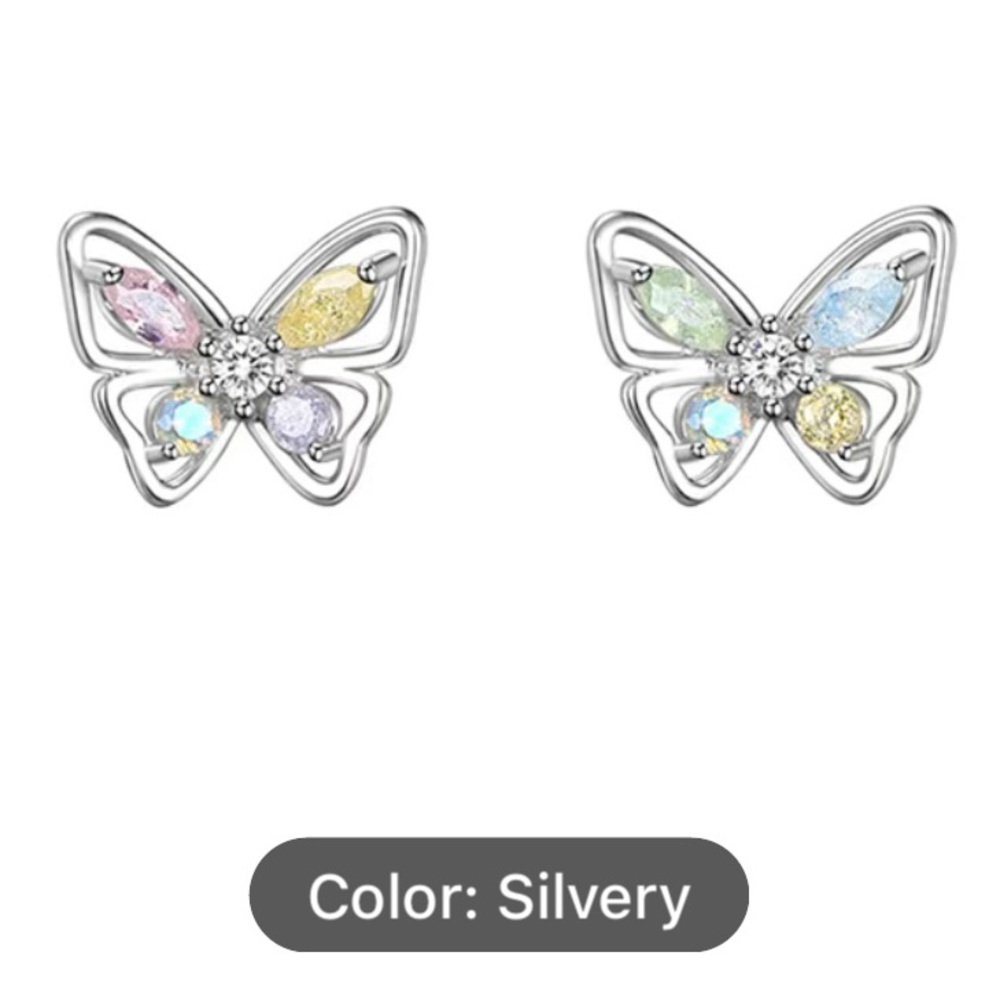 HUGE BUNDLE SALE! RHINESTONE BUTTERFLY DESIGN STUD EARRINGS SILVER TONE NEW!